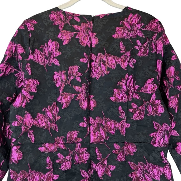 NEW Lulus Elegant Taste Floral Jacquard Mini Dress Black Gray Bright Pink XL NWT - Picture 9 of 16